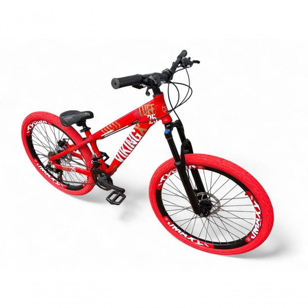 Bicicleta Aro 26 Vikingx Tuff X25 Freeride Câmbios Shimano 21v Freio A Disco Aros Vmaxx Pneu Flame - Vermelho - 2
