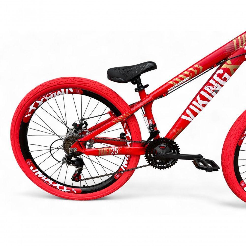 Bicicleta Aro 26 Vikingx Tuff X25 Freeride Câmbios Shimano 21v Freio A Disco Aros Vmaxx Pneu Flame - Vermelho - 3