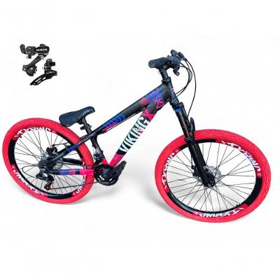 Bicicleta Aro 26 Vikingx Tuff X25 Freeride Câmbios Shimano 21v Freio A Disco Aros Vmaxx Pneu Flame - Preto-rosa