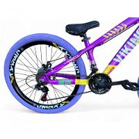 Bicicleta Aro 26 Vikingx Tuff X25 Freeride Câmbios Shimano 21v Freio A Disco Aros Vmaxx Pneu Flame - Roxo-amarelo - 4