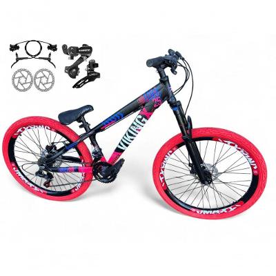 Bicicleta Aro 26 Vikingx Tuff X25 Freeride Câmbios Shimano 21v Freio A Disco Aros Vmaxx Pneu Flame - Preto-rosa