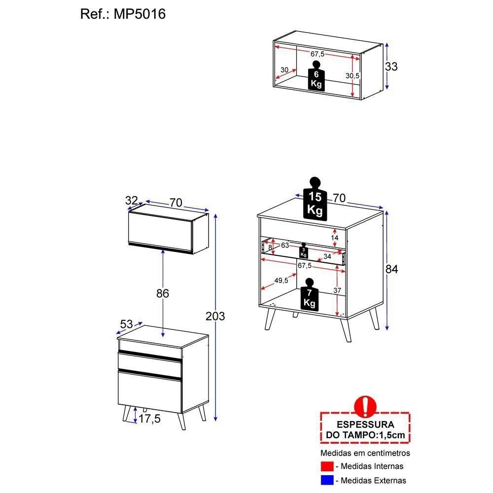 Conjunto Lavanderia Multiuso Armário E Balcão Multimóveis Branco - 2
