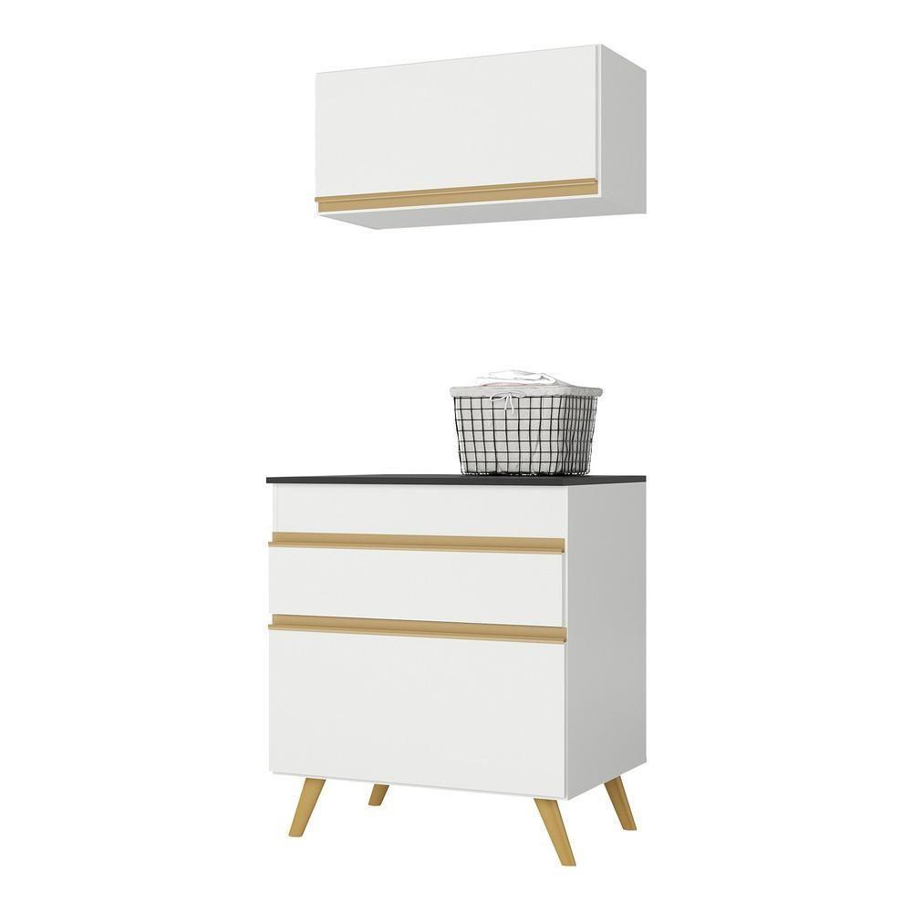 Conjunto Lavanderia Multiuso Armário E Balcão Multimóveis Branco - 3