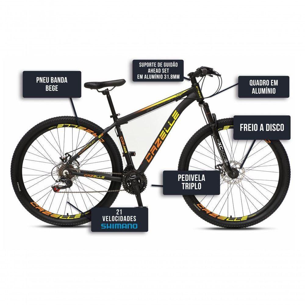 Bicicleta Aro 29 Colli Cazelle Turim 21m Aluminio Quadro 17 Preto-adesivo Amarelo-laranja - 5