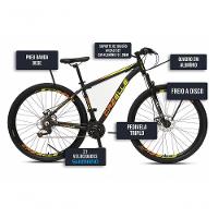 Bicicleta Aro 29 Colli Cazelle Turim 21m Aluminio Quadro 17 Preto-adesivo Amarelo-laranja - 5