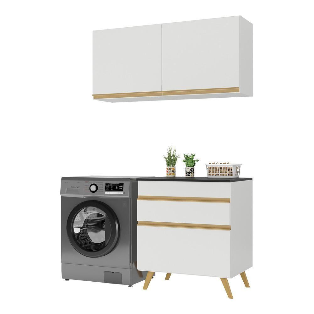 Conjunto Lavanderia Multiuso Armário E Balcão Multimóveis Branco - 1