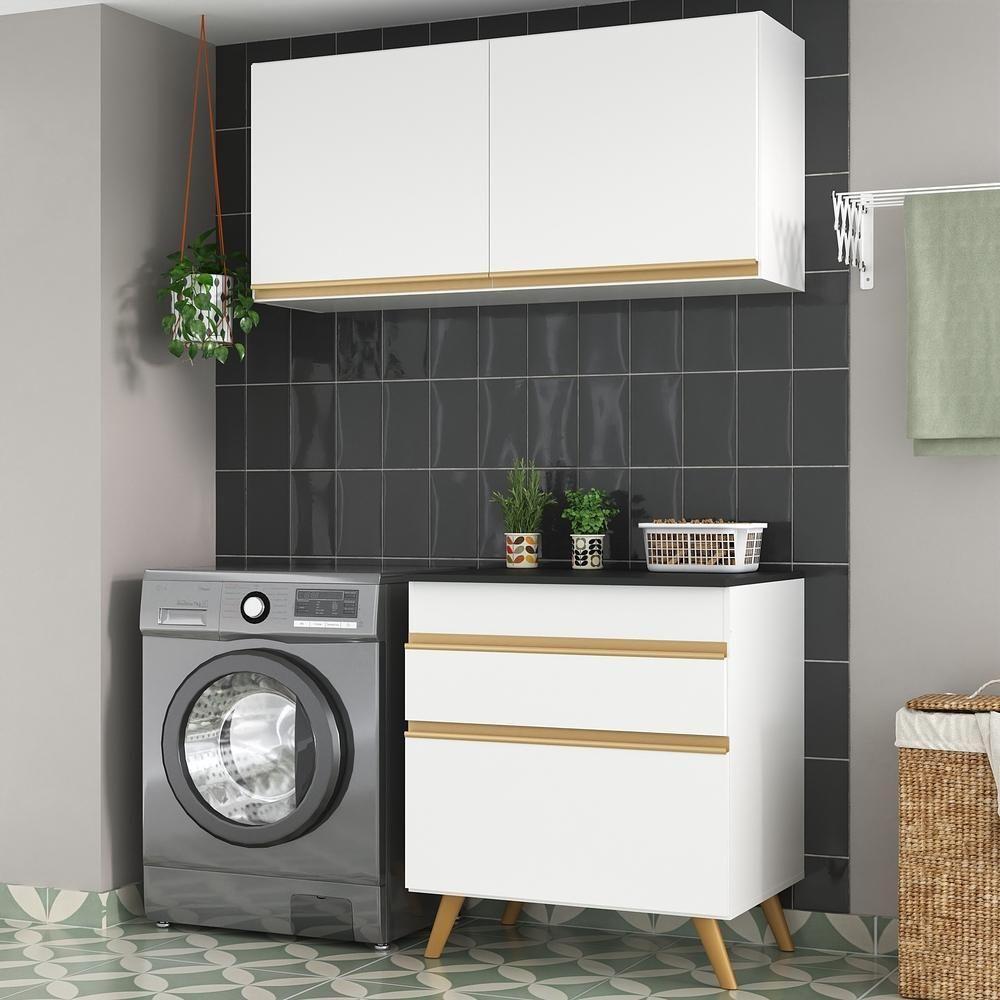 Conjunto Lavanderia Multiuso Armário E Balcão Multimóveis Branco - 2