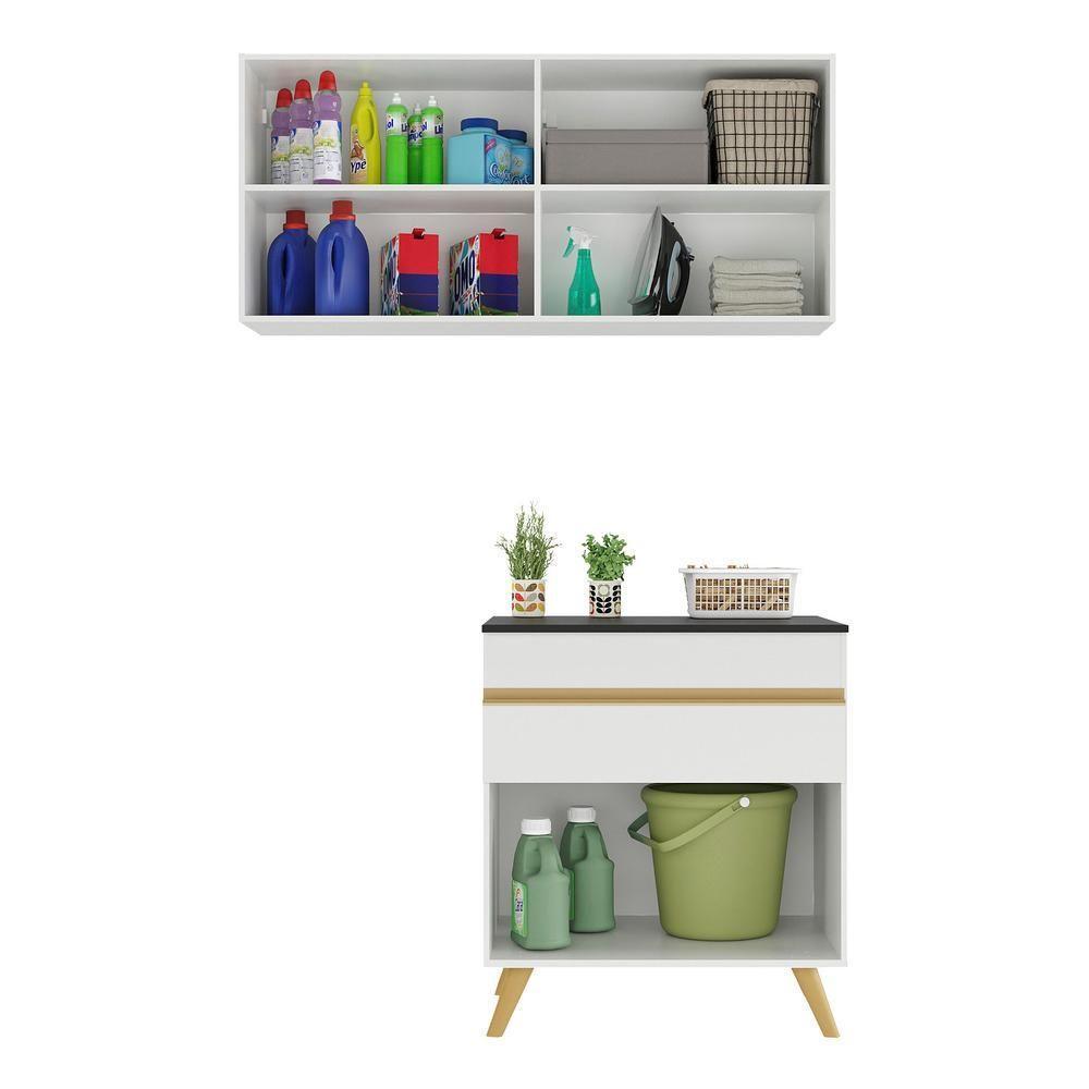 Conjunto Lavanderia Multiuso Armário E Balcão Multimóveis Branco - 3