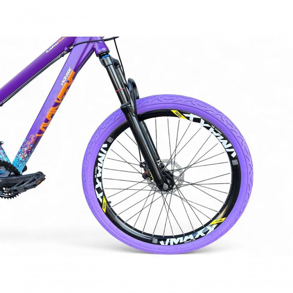 Bicicleta Aro 26 Vikingx Tuff X44 Freeride Freio Hidráulico 21v Aros Vmaxx Dh Pneu Flame - Roxo-azul - 3