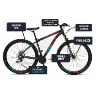 Bicicleta Aro 29 Colli Cazelle Turim 21m Aluminio Quadro 17 Preto-adesivo Azul-vermelho - 5