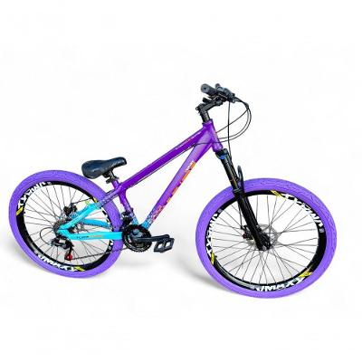 Bicicleta Aro 26 Vikingx Tuff X44 Freeride 21v Aros Vmaxx Dh Freio A Disco Pneu Flame - Roxo-azul