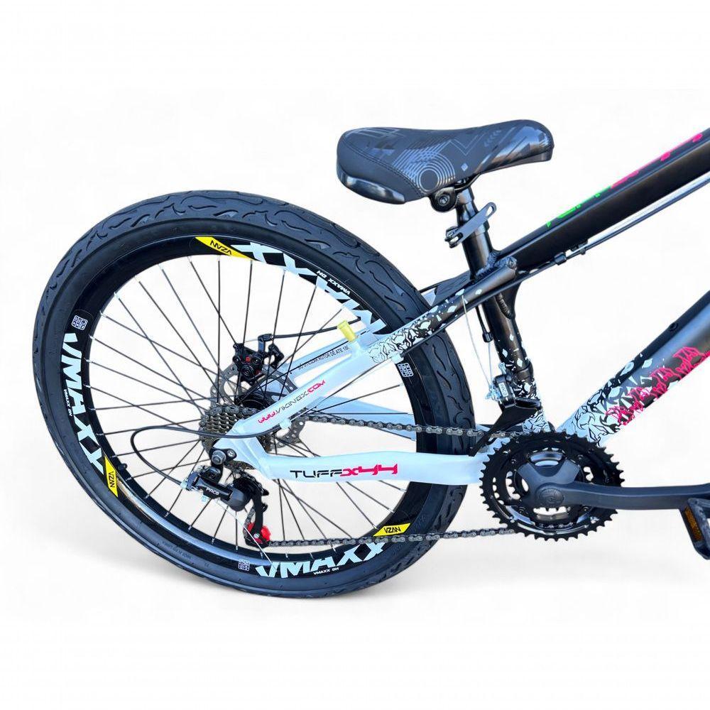 Bicicleta Aro 26 Vikingx Tuff X44 Freeride 21v Aros Vmaxx Dh Freio A Disco Pneu Flame - Preto Branco - 3