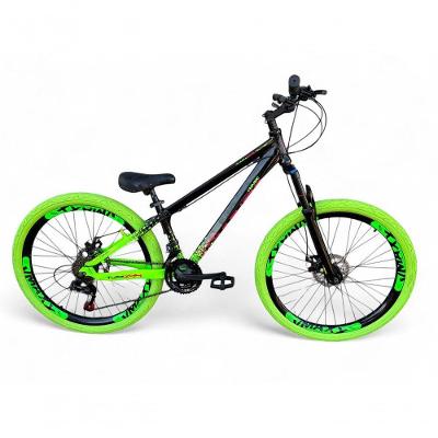 Bicicleta Aro 26 Vikingx Tuff X44 Freeride 21v Aros Vmaxx Dh Freio A Disco Pneu Flame - Preto-verde