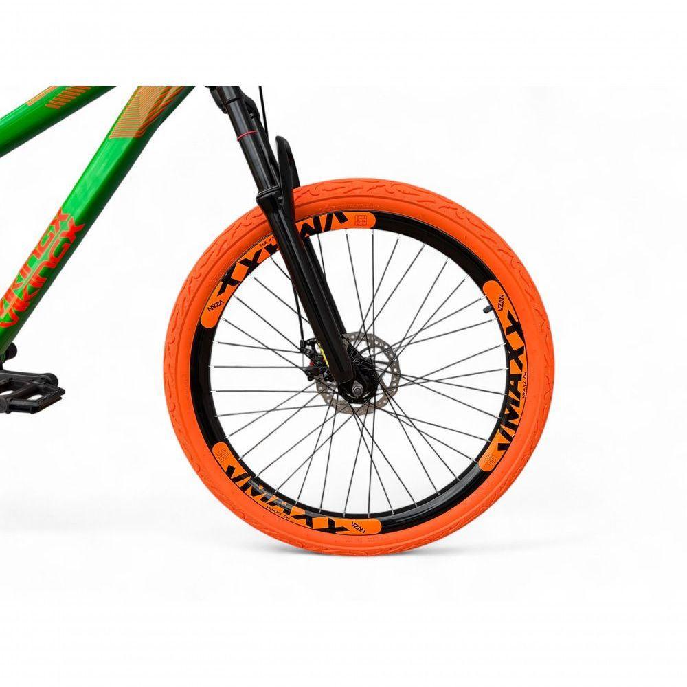 Bicicleta Aro 26 Vikingx Tuff X35 Freeride 21v Aros Vmaxx Dh Freio A Disco Pneu Flame - Verde-laranja - 4