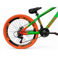 Bicicleta Aro 26 Vikingx Tuff X35 Freeride Freio Hidráulico 21v Aros Vmaxx Dh Pneu Flame - Verde-laranja - 3