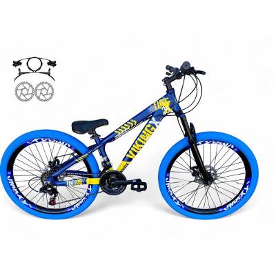 Bicicleta Aro 26 Vikingx Tuff X25 Freeride Freio Hidráulico 21v Aros Vmaxx Dh Pneu Flame - Azul/amarelo