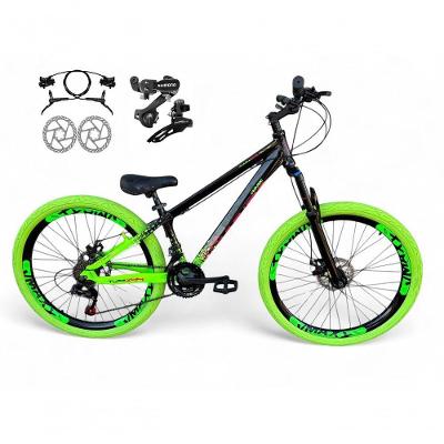 Bicicleta Aro 26 Vikingx Tuff X44 Freeride Câmbios Shimano 21v Freio A Disco Aros Vmaxx Pneu Flame - Preto-verde