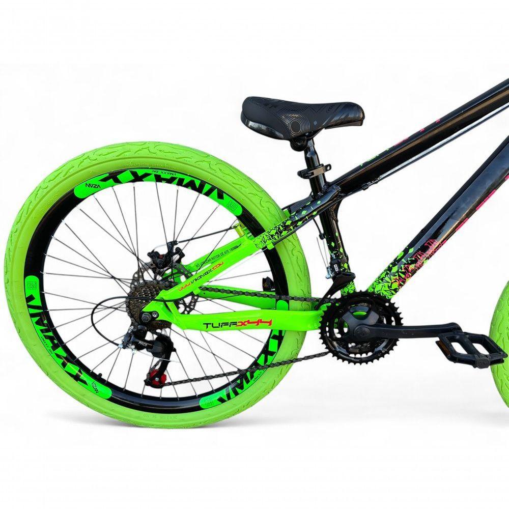 Bicicleta Aro 26 Vikingx Tuff X44 Freeride Câmbios Shimano 21v Freio A Disco Aros Vmaxx Pneu Flame - Preto-verde - 3
