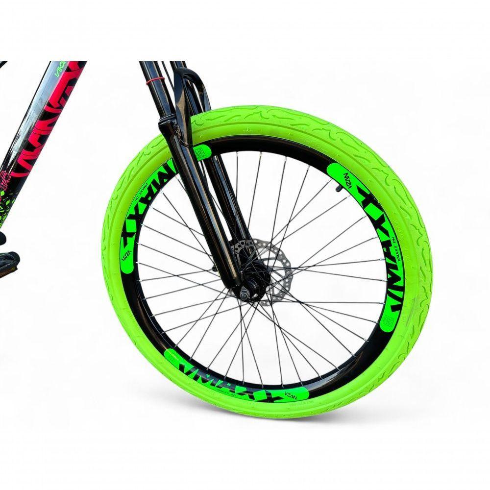 Bicicleta Aro 26 Vikingx Tuff X44 Freeride Câmbios Shimano 21v Freio A Disco Aros Vmaxx Pneu Flame - Preto-verde - 4