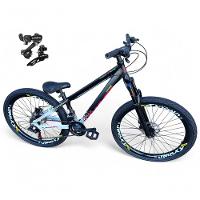 Bicicleta Aro 26 Vikingx Tuff X44 Freeride Câmbios Shimano 21v Freio A Disco Aros Vmaxx Pneu Flame - Preto Branco - 1