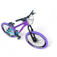 Bicicleta Aro 26 Vikingx Tuff X44 Freeride Câmbios Shimano 21v Freio A Disco Aros Vmaxx Pneu Flame - Roxo-azul - 2