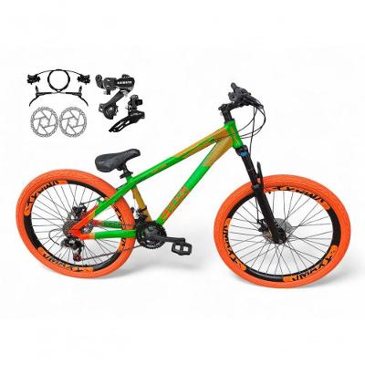 Bicicleta Aro 26 Vikingx Tuff X35 Freeride Câmbios Shimano 21v Freio A Disco Aros Vmaxx Pneu Flame - Verde-laranja