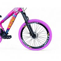 Bicicleta Aro 26 Vikingx Tuff X25 Freeride Freio Hidráulico 21v Aros Vmaxx Dh Pneu Flame - Rosa-azul - 3