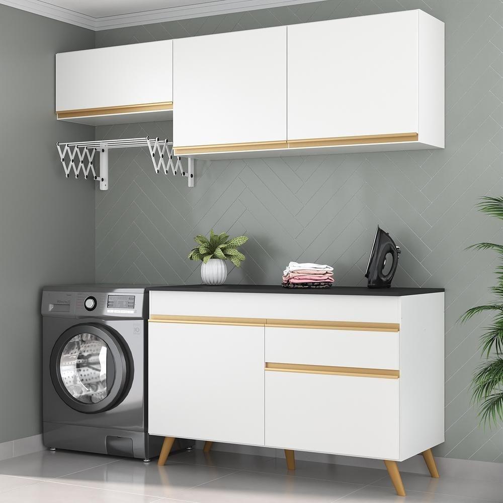 Conjunto Lavanderia Multiuso Armário E Balcão Multimóveis Branco - 5