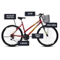 Bicicleta Colli Cazelle Allegra Aro 26 Freio V-brake Quadro 18 Vermelho - 5