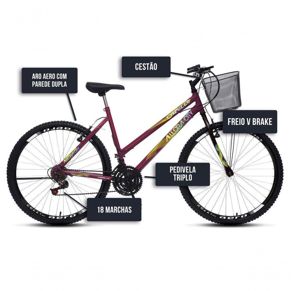 Bicicleta Colli Cazelle Allegra Aro 26 Freio V-brake Quadro 18 Roxo - 5