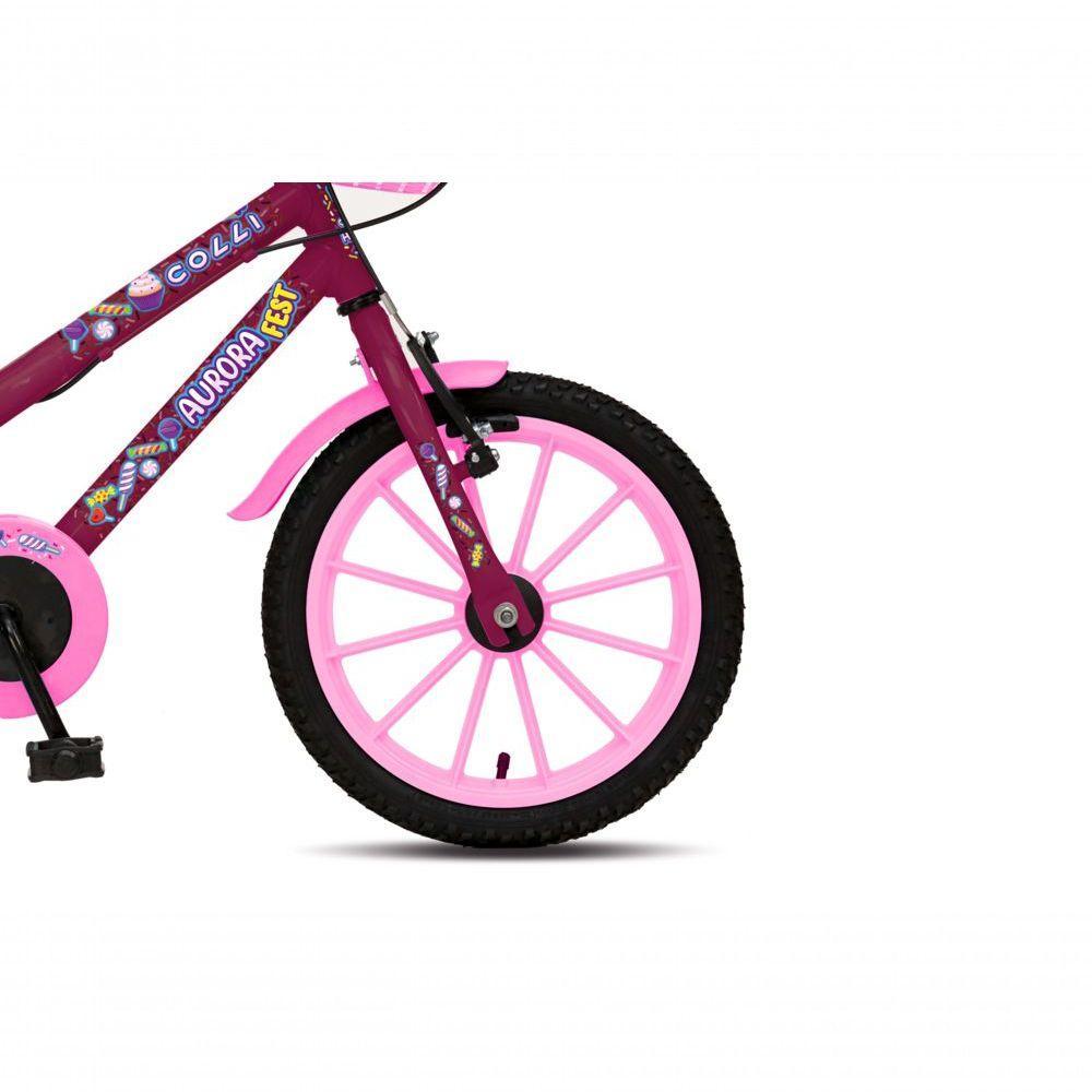Bicicleta Aurora Fest, Aro 16, Com Freios V-brake, Com Rodas De Apoio, Capa Corrente E Cestinha Roxo - 4