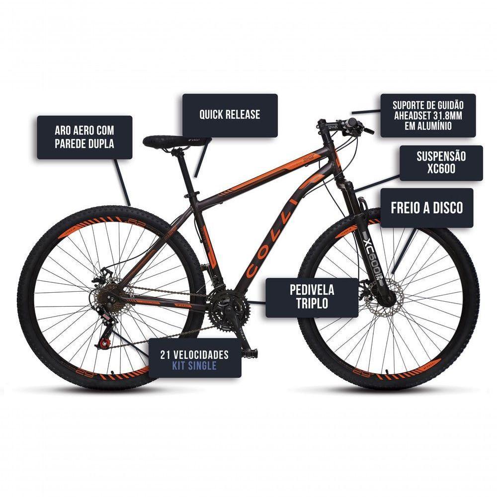 Bicicleta Athena Aro 29 Em Aço Com 21 Marchas Colli Preto-laranja - 5