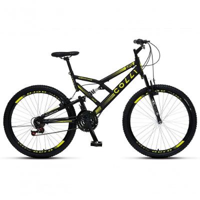 Bicicleta Gps 148 Dupla Suspensão E Freios V-brake, Aro 26 Aero, 36 Raias, 21 Marchas Colli Preto-amarelo