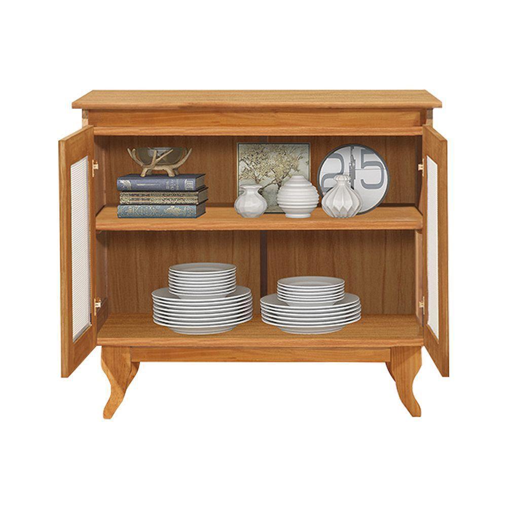 Buffet Aparador Deltan 2 Portas Madeira Maciça E Telinha Indiana - Imbuia - 6