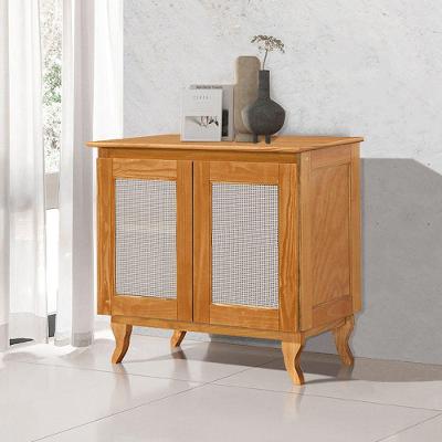 Buffet Aparador Deltan 2 Portas Madeira Maciça E Telinha Indiana - Imbuia