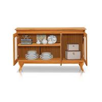 Buffet Aparador Com Telinha Palha Deltan Madeira 3p - Castanho - 5