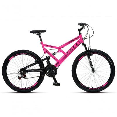 Bicicleta Gps 148 Dupla Suspensão E Freios V-brake, Aro 26 Aero, 36 Raias, 21 Marchas Colli Rosa