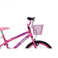 Bicicleta Jully Aro 20 Aero 36 Raias, Freios V-brake Dianteiro E Traseiro, Suporte De Guidão Down Hill E Cestinha Rosa