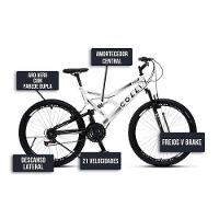Bicicleta Gps 148 Dupla Suspensão E Freios V-brake, Aro 26 Aero, 36 Raias, 21 Marchas Colli Branco - 5