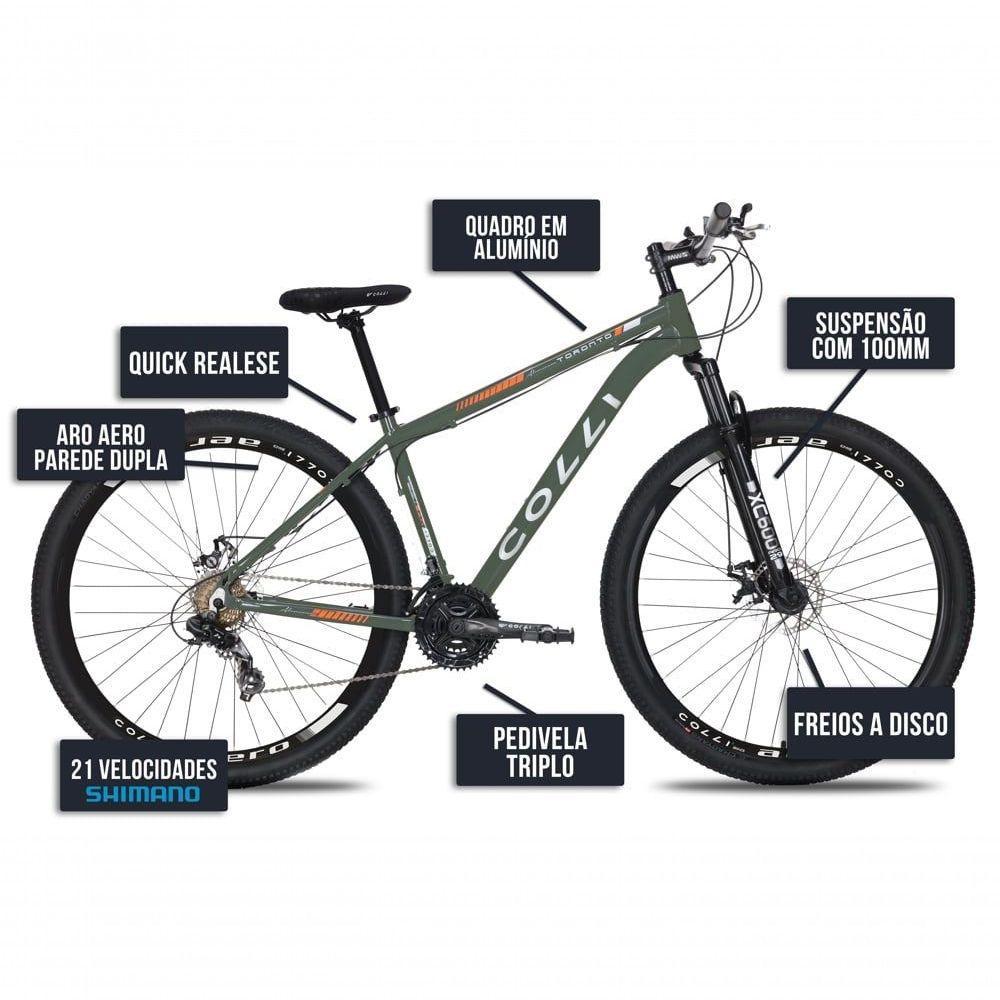 Bicicleta Colli Toronto Aluminio Aro 29 Disco-shimano 21v Verde Militar - 5