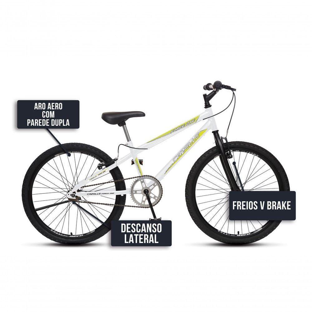 Bicicleta Force 1 Aro 24 Sem Marchas Freios V-brake Branco - 5