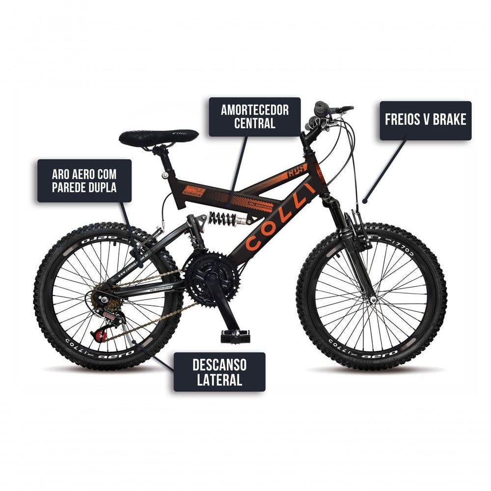 Bicicleta Gps Aro 20 Dupla Suspensão 21 Marchas Colli Preto - 5