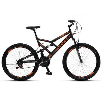 Bicicleta Gps 148 Dupla Suspensão E Freios V-brake, Aro 26 Aero, 36 Raias, 21 Marchas Colli Preto-laranja