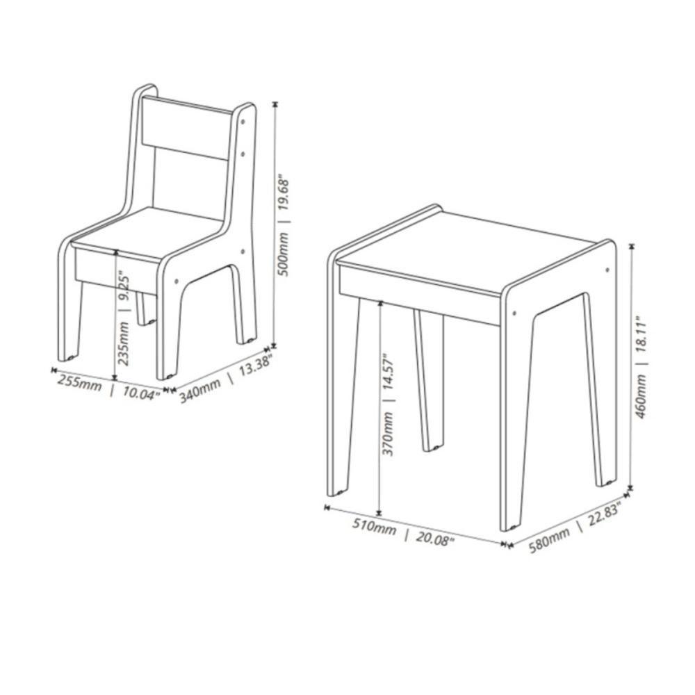 Conjunto De Mesa Infantil Com 2 Cadeiras Mdf Helena Branco Rosa - 3