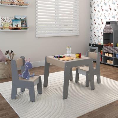 Conjunto Mesa Infantil 2 Cadeiras Mdf Helena Cinza Conect