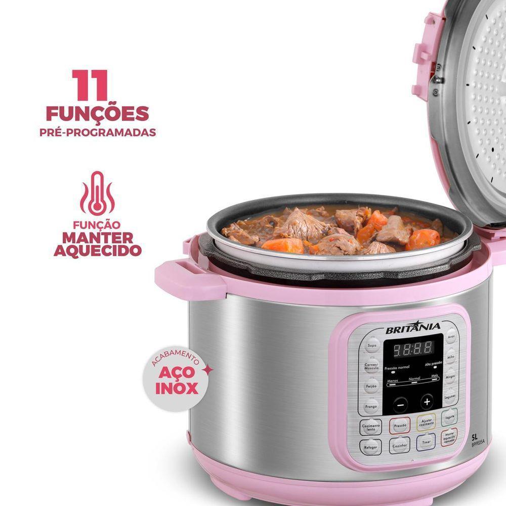Panela de Pressão Rosa Britânia 5L Digital 11 Funções BPPE05 220V - 2
