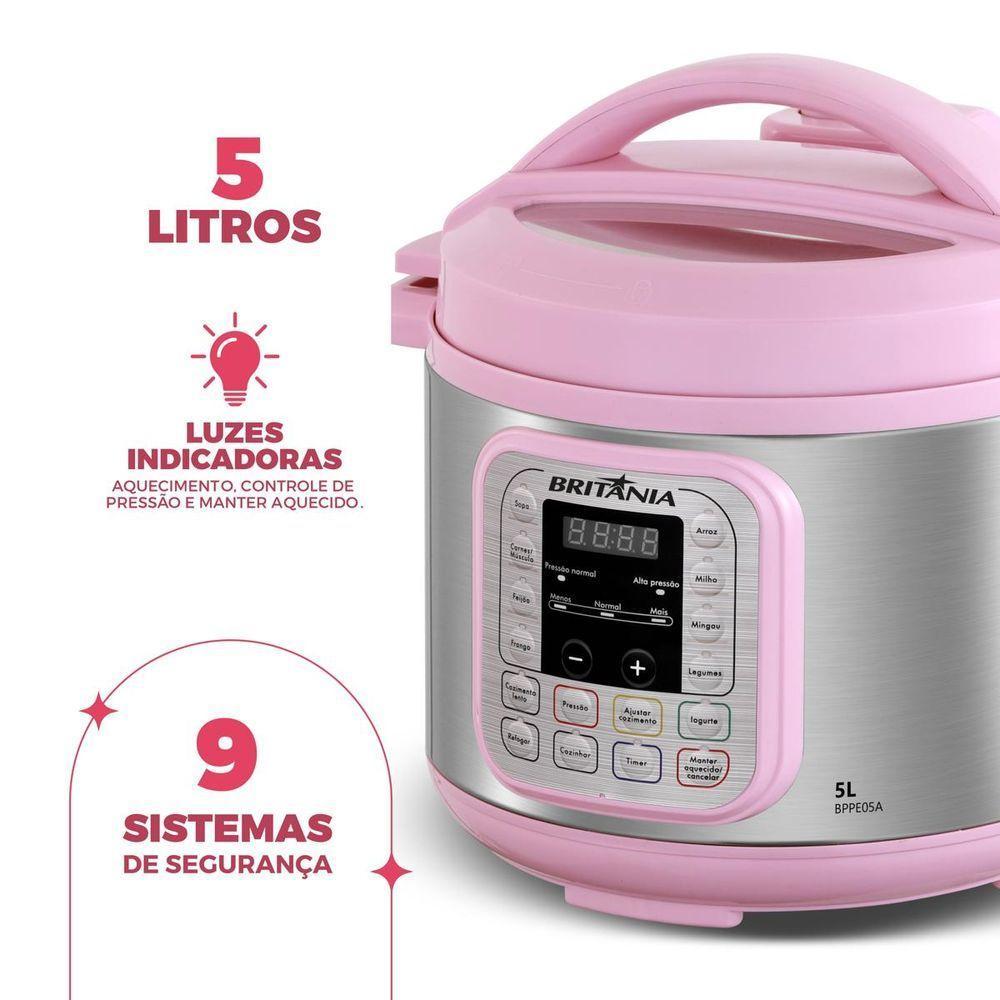 Panela de Pressão Rosa Britânia 5L Digital 11 Funções BPPE05 220V - 3