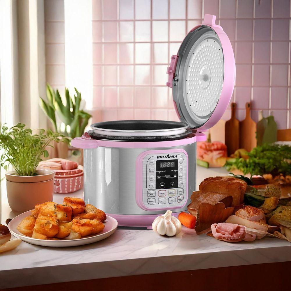 Panela de Pressão Rosa Britânia 5L Digital 11 Funções BPPE05 220V - 5