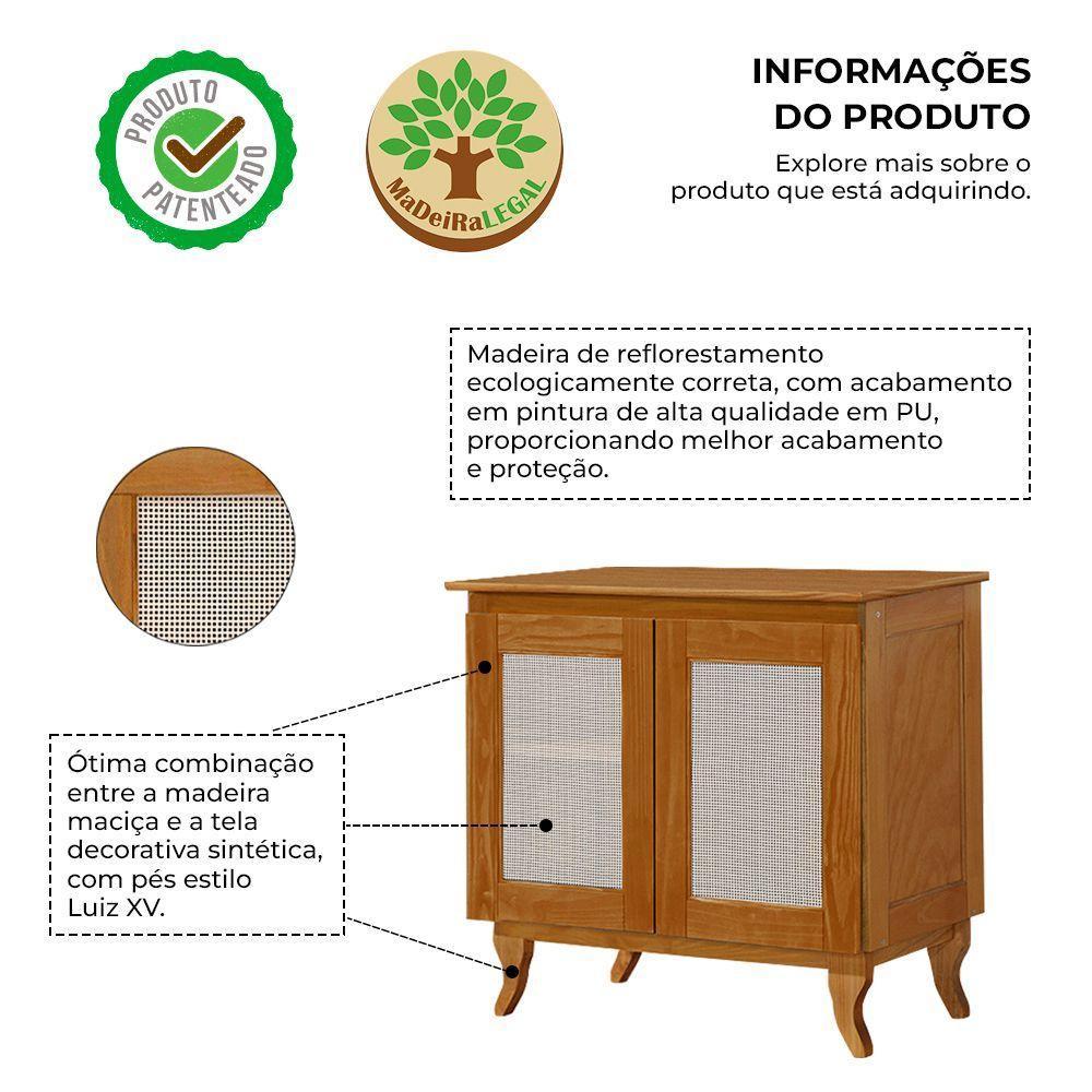 Cantinho Do Café Com 2 Portas Em Madeira Maciça E Tela Indiana - Castanho - 5