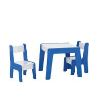 Conjunto Mesa Infantil 2 Cadeiras Mdf Helena Branco Azul - 2
